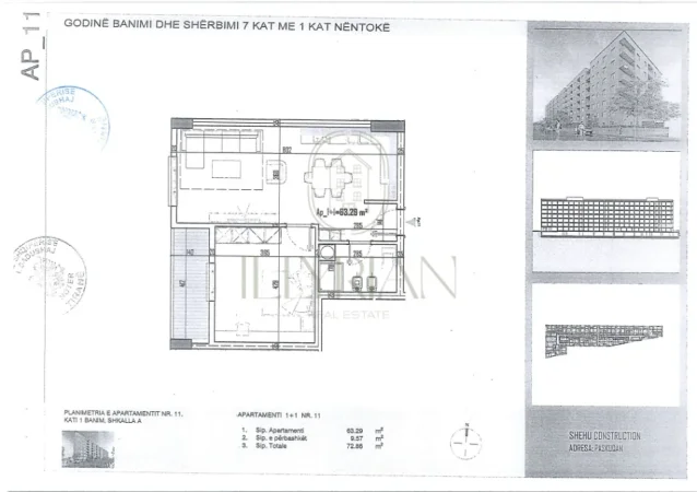 Apartament modern 1+1 me planimetri praktike