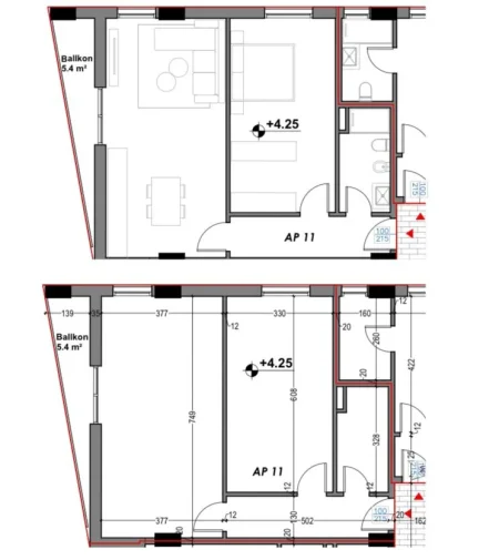Sarande, shes apartament 1+1+Ballkon Kati 3, 86 m² 138.880 €