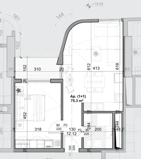 Tirane, shitet apartament 1+1 Kati 12, 75 m² 230.000 € (BAZAAR GATE)