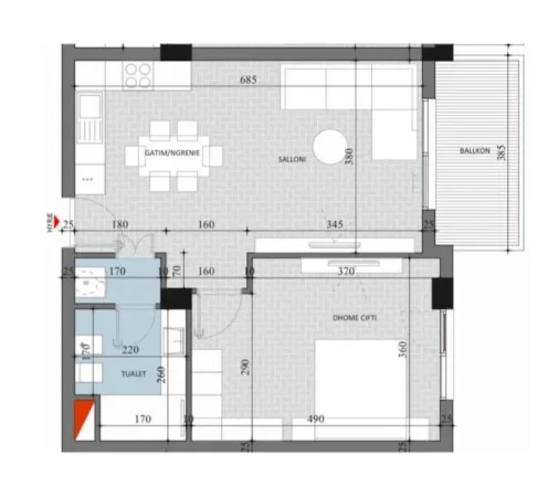 Tirane, shes apartament 1+1 Kati 3, 75 m² 86.411 € (Paskuqan)