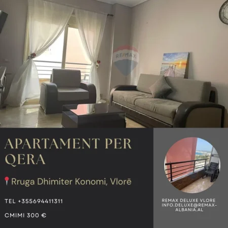 Vlore - Lungomare, jepet me qera apartament 1+1 Kati 1, 50 m² 300 € (Uji i Ftohtë, Rruga Dhimitër Konomi, Vlorë)
