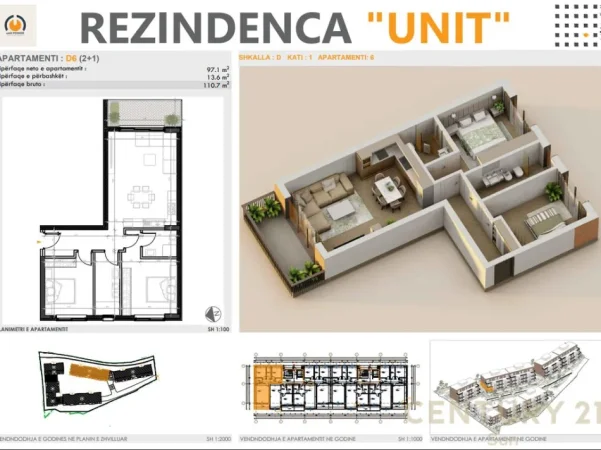 Tirane, shes apartament 2+1 Kati 1, 111 m² 199.260 € (Farke)