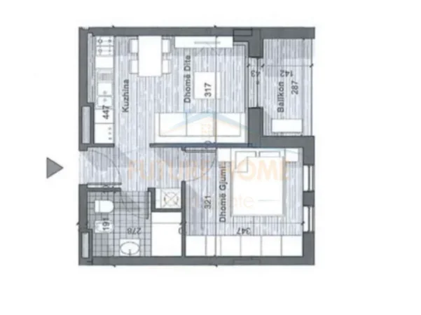 Tirane, shitet apartament 1+1+Ballkon Kati 5, 52 m² 73.000 € (Univers City , QTU)