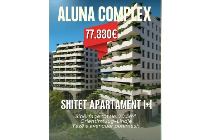 Tirane, shes apartament 1+1 , 70 m² 77.330 € (Aluna Complex)
