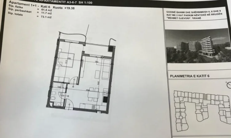 Tirane, shitet apartament 1+1 Kati 6, 73 m² 88.000 € (KOMPLEKSI ALUNA)