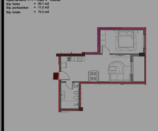 Tirane, shitet apartament 1+1 Kati 3, 70 m² 79.000 € (Paskuqan)