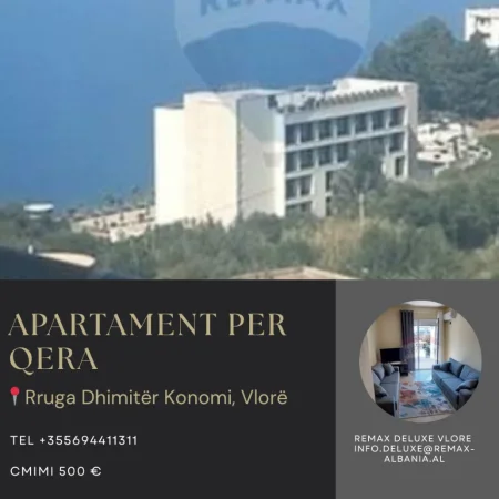 Vlore - Lungomare, jepet me qera apartament 2+1+Ballkon Kati 6, 78 m² 500 € (Rruga Dhimitër Konomi, Vlore)