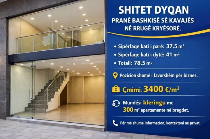 Kavaje, shitet dyqan Kati 0, 79 m² 280.000 € (Shetitorja Josif Budo)