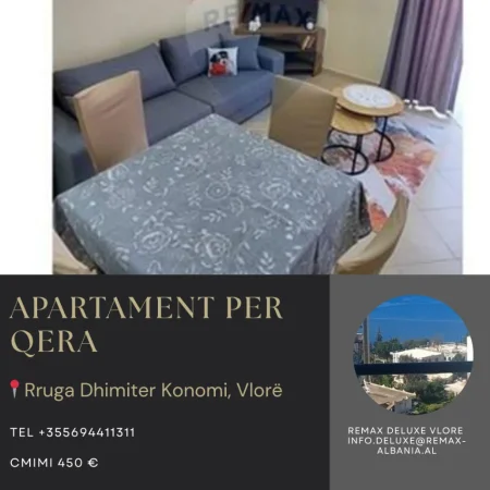 Vlore - Lungomare, jepet me qera apartament 1+1 Kati 5, 65 m² 450 € (Rruga Dhimitër Konomi, Vlore)