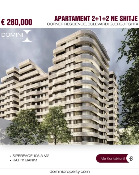 Tirane, shitet apartament 2+1 Kati 11, 105 m² 280.000 € (Bulevardi Gjergj Fishta)