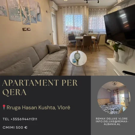 Vlore, jepet me qera apartament 2+1+Ballkon Kati 8, 75 m² 500 € (Rruga Hasan Kushta, Albano Romina, Vlorë)