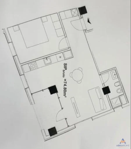 Tirane, shitet apartament 1+1+Ballkon Kati 7, 73 m² 86.200 € 