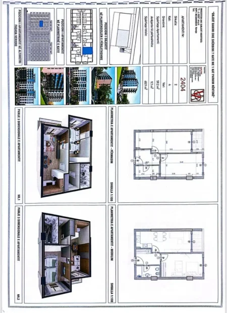 Tirane, shitet apartament 1+1 Kati 4, 69 m² 89.570 € 