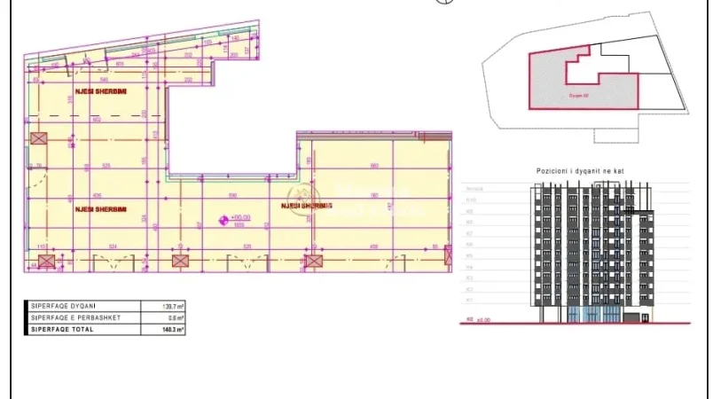 Tirane, jepet me qera ambjent biznesi Kati 0, 140 m² 1.500 € (Stacioni i Trenit)