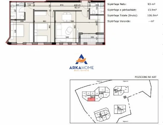 Tirane, shitet apartament 2+1+Ballkon Kati 3, 106 m² 214.000 € 