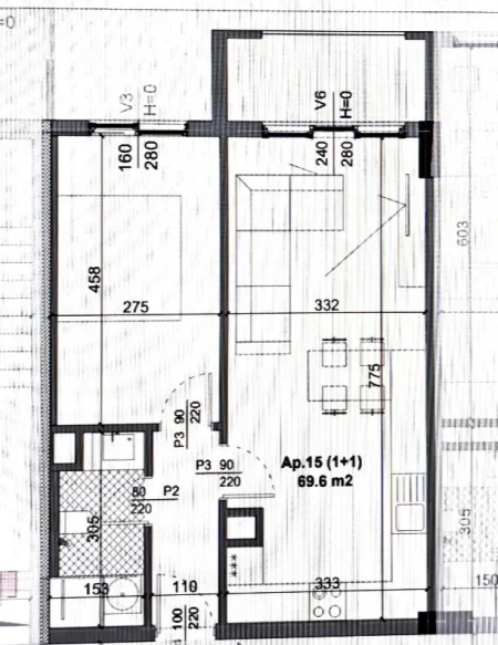 Tirane, shes apartament 1+1 Kati 3, 70 m² 58.800 € (Kamez)