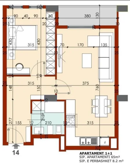 Tirane, shes apartament 1+1+Ballkon Kati 4, 73 m² 135.000 € (Rr. e Dibres, Komisariati 4)
