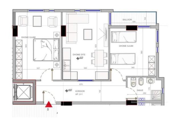 Golem, shitet apartament 1+1 Kati 2, 111 m² 517 Euro/m2 (Golem)