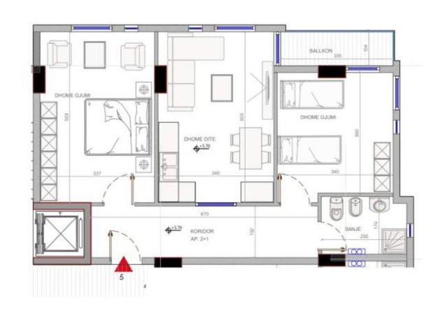 Golem, shitet apartament 1+1 Kati 2, 111 m² 517 Euro/m2 (Golem)