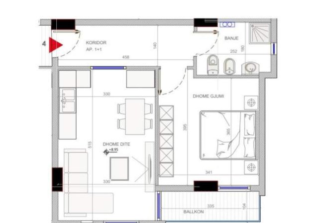Golem, shitet apartament 1+1 Kati 2, 111 m² 517 Euro/m2 (Golem)