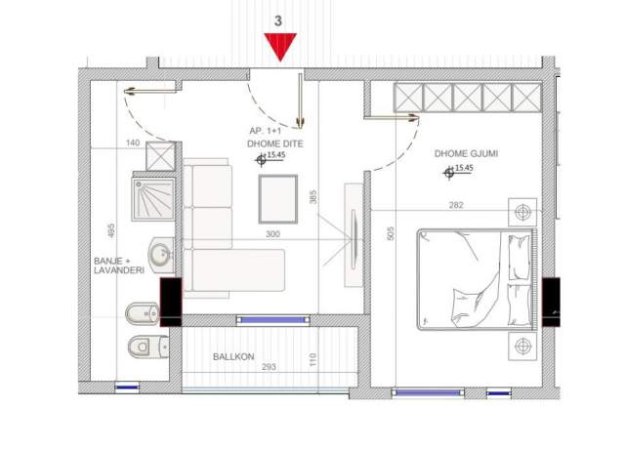 Golem, shitet apartament 1+1 Kati 2, 111 m² 517 Euro/m2 (Golem)