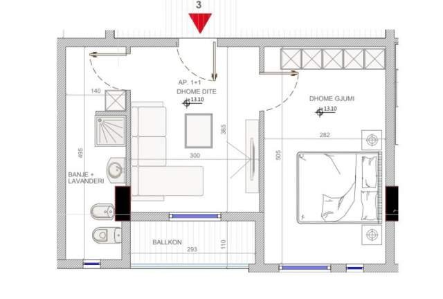 Golem, shitet apartament 1+1 Kati 2, 111 m² 517 Euro/m2 (Golem)