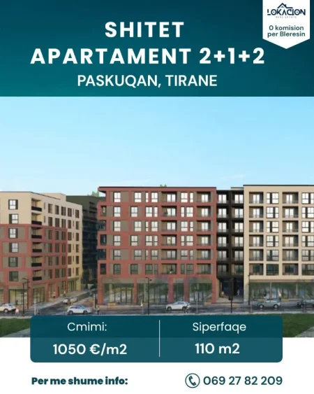 Tirane, shitet nga Pronari, pa-komision apartament 2+1+Aneks+Ballkon Kati 4, 111 m² 116.500 € (paskuqan)