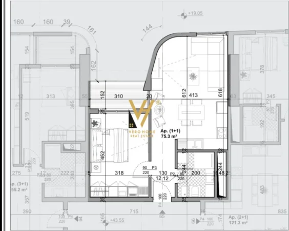 Tirane, shitet apartament 1+1+Ballkon Kati 12, 75 m² 240.000 € (BAZAAR GATE, QENDER)