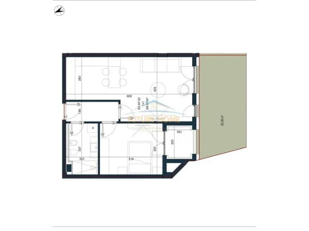 Dhermi - Palase, shitet apartament 1+1 Kati 0, 102 m² (sun palase residence)