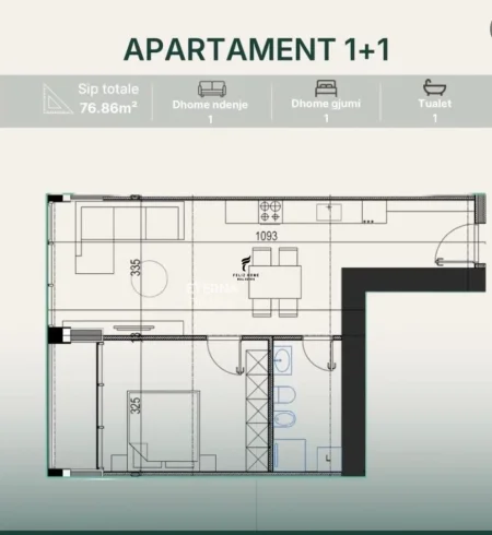 Tirane, shitet apartament 1+1 Kati 20, 76 m² 115.200 € (ALI DEMI)