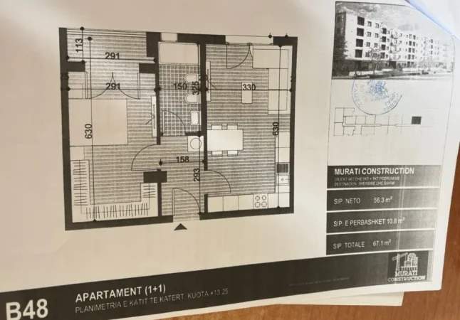 Tirane, shitet apartament 1+1+Ballkon Kati 4, 67 m² 60.300 € (“Light House Residence”, Kamëz)
