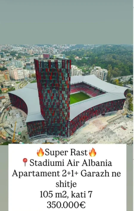 Tirane, shitet apartament 2+1 Kati 7, 105 m² 350.000 € (stadiumi air albania)