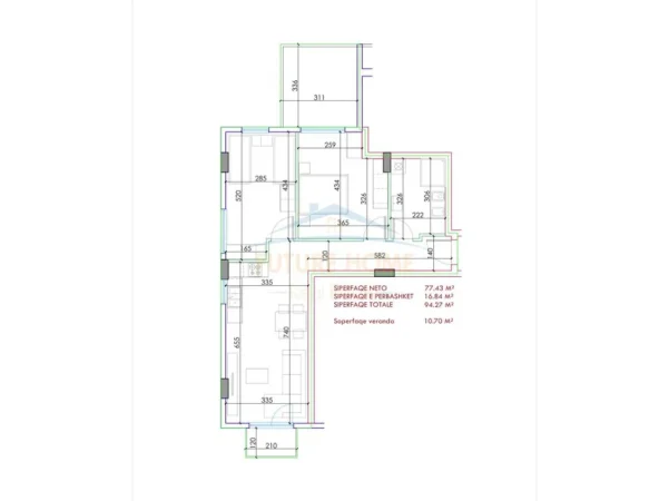 Tirane, shes apartament 2+1+Ballkon Kati 3, 94 m² 179.350 € 