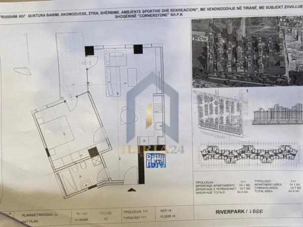 Tirane, shitet apartament 1+1+Ballkon , 85 m² 110.240 € (Apartament 1+1 per shitje tek River Park Astir)