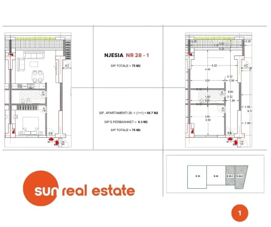 Shkoder, shitet apartament 1+1+Ballkon Kati 7, 72 m² (QENDER)