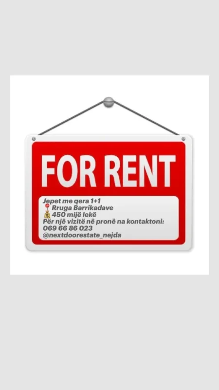 Tirane, jepet me qera apartament 1+1 Kati 2, 60 m² 450 € 