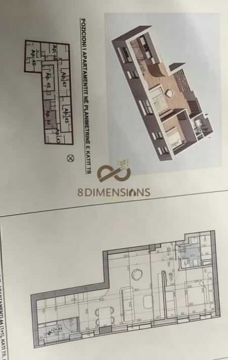 Tirane, shitet apartament 1+1 Kati 7, 66 m² 103.000 € (astir)