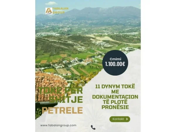 Tirane, shitet toke , 11.000 m² 1.100.000 € (Petrele)