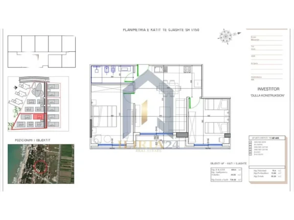 Tirane, shes apartament 2+1+Ballkon Kati 6, 95 m² 114.336 € (Apartament 2+1 per shitje ne Golem tek Liburna Residence)