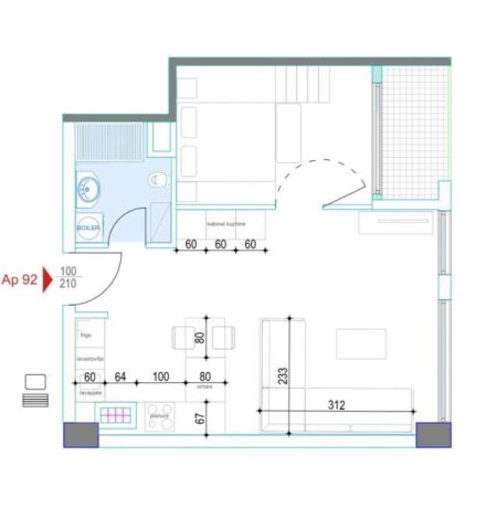 Tirane, shes apartament 1+1+BLK Kati 9, 69 m² 270.000 Euro (Skanderbeg Square)