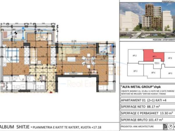 Tirane, shitet apartament Kati 4, 101 m² 152.000 Euro (Rruga Dritan Hoxha)