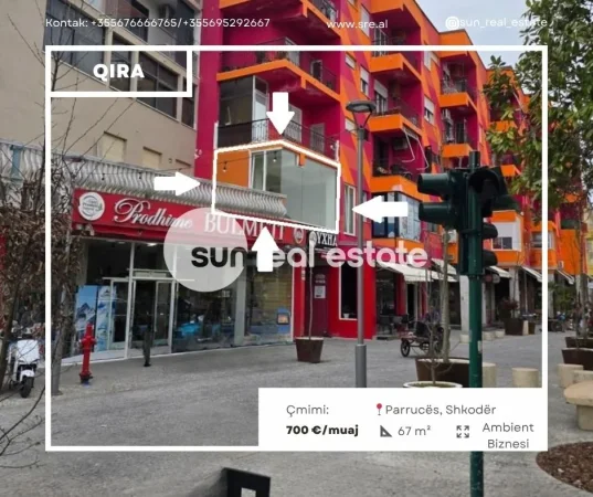 Shkoder, jepet me qera ambjent biznesi Kati 1, 67 m² 700 € (PARRUCE)