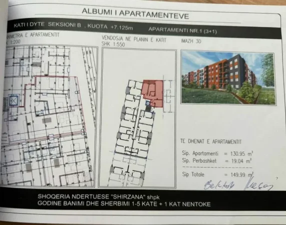 Tirane, shitet nga Pronari, pa-komision apartament 3+1+Ballkon Kati 2, 150 m² 157.500 € (paskuqan)