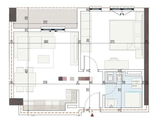 Tirane, shes apartament 1+1 Kati 4, 68.600 m² 68.600 € (paskuqan)
