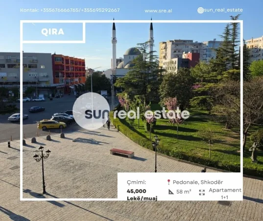Shkoder, jepet me qera apartament 1+1 Kati 2, 58 m² (PEDONALE)