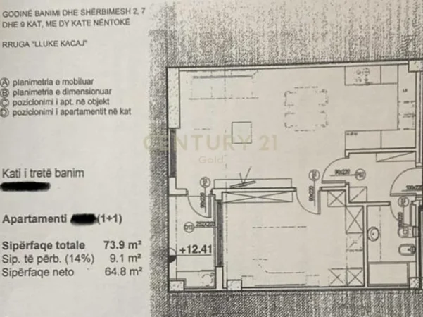 Tirane, shes apartament 1+1+Aneks+Ballkon Kati 3, 74 m² 126.000 € (Spitali Amerikan 2)