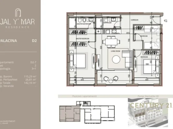 Vlore, shes apartament 3+1+Aneks+Ballkon Kati 2, 142 m² 555.800 € (JAL Y' MAR "RESIDENCE)