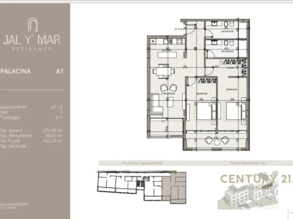 Vlore, shes apartament 3+1+Aneks+Ballkon Kati 2, 142 m² 555.800 € (JAL Y' MAR "RESIDENCE)
