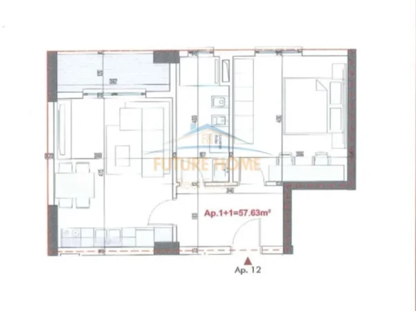 Tirane, shitet apartament 1+1+Ballkon Kati 3, 67 m² 83.200 € (Paskuqan)