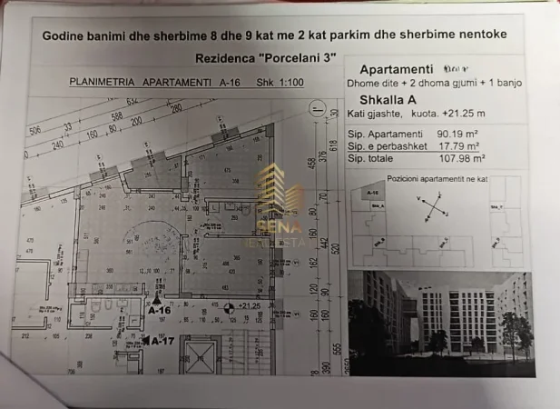 Tirane, shitet apartament 2+1+Ballkon Kati 6, 107 m² 183.500 € (Porcelan)